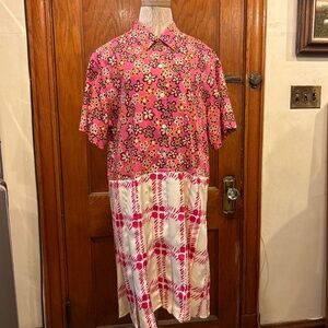 Mixed pattern shirt dress